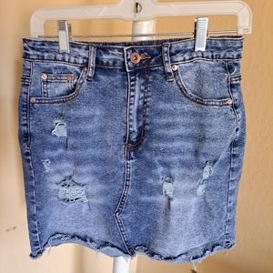 Ladies Distressed Jean Skirt